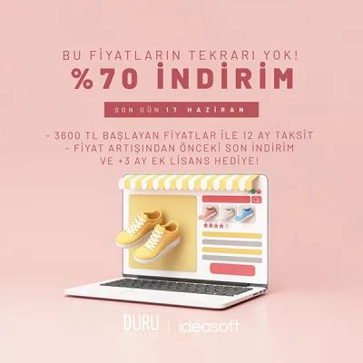 Bu Fiyatların Tekrarı Yok!   %70 İndirim — Duru Creative çalışması